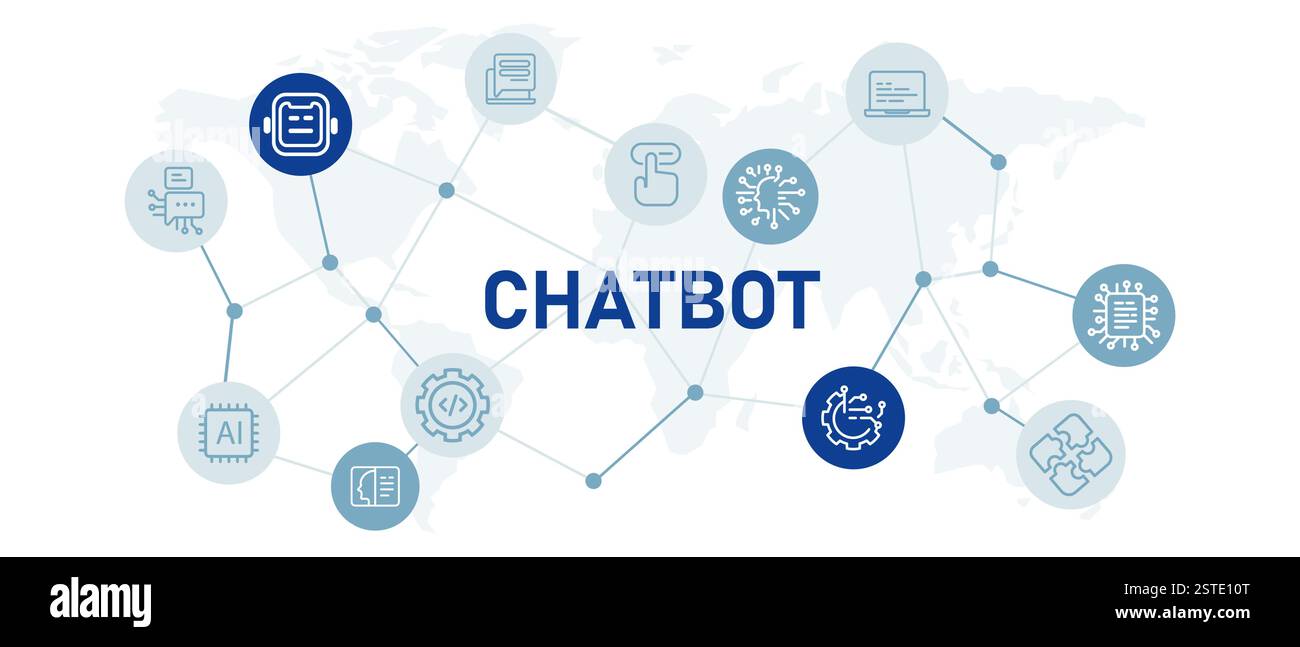 Chatbot icon set with illustration deep learning smart machine ...