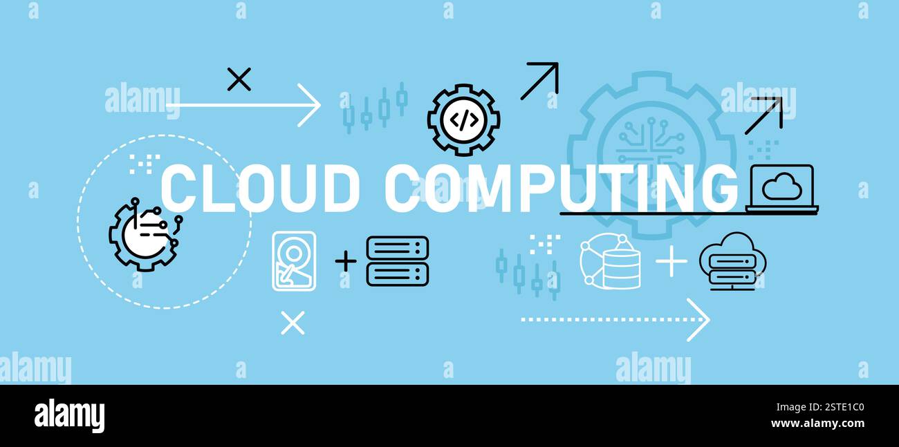 Cloud computing conceptual wireless technology software management modern technology database storage system syncing network access development icon Stock Vector