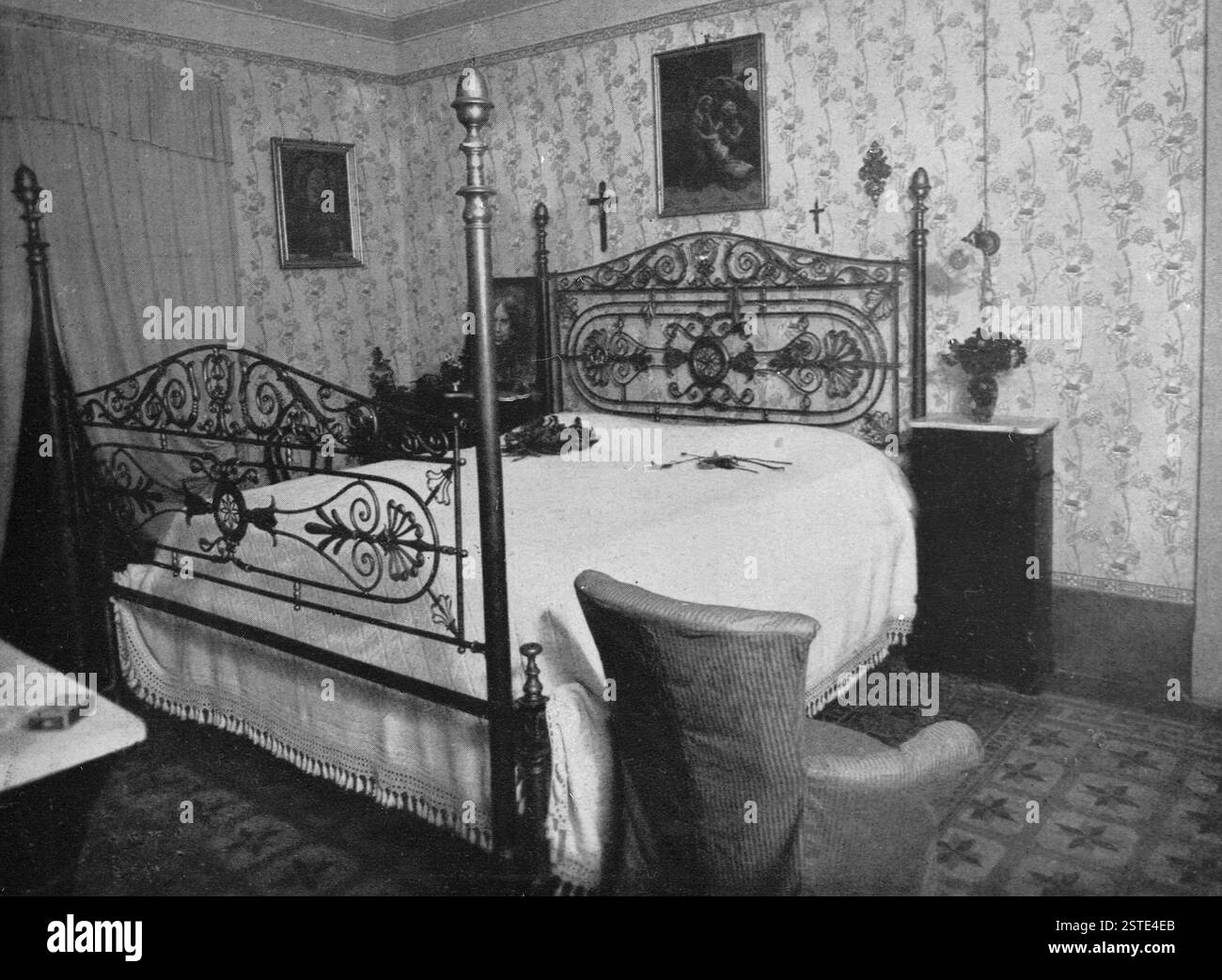 The room where Italian poet Gabriele D'Annunzio was born, Pescara 1940s ...