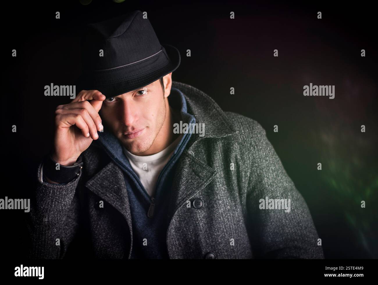 Attractive young man at night Stock Photo
