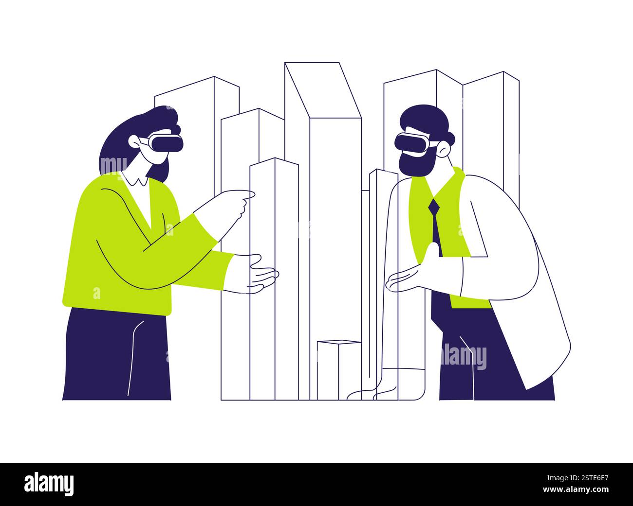 Virtual reality in architecture abstract concept vector illustration ...