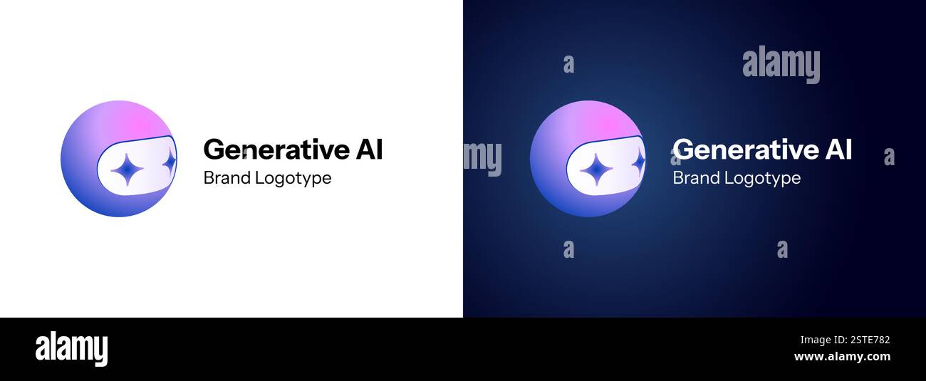 Modern AI icon with chatbot mascot. Futuristic robot head with gradient ...