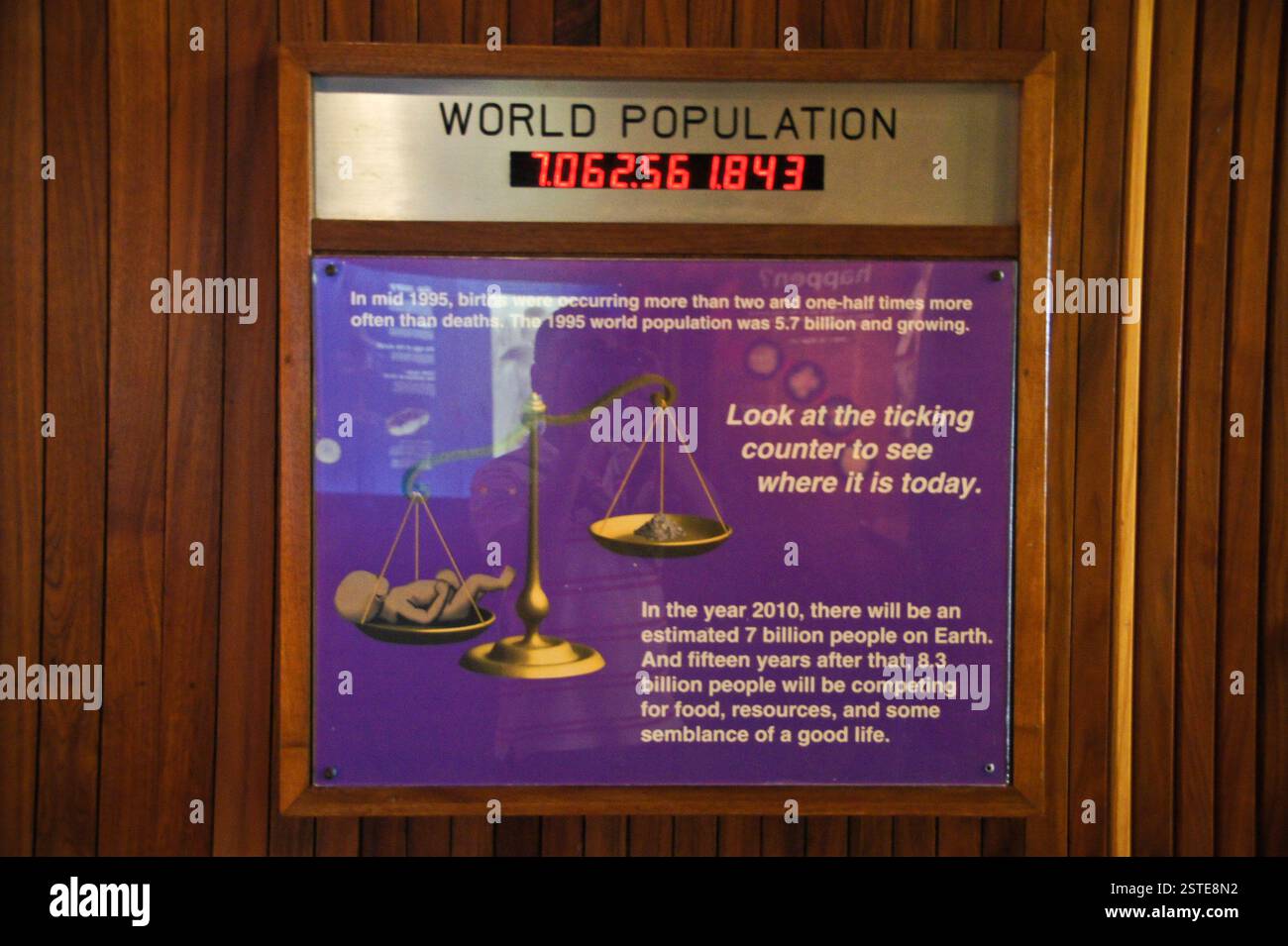 Population counter display. Ticker displays the current world ...