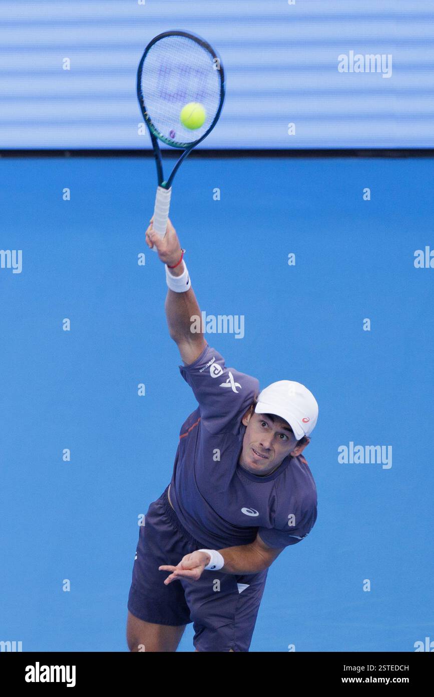 Doha, Qatar. 18th Feb, 2025. Alex De Minaur of Australia during the