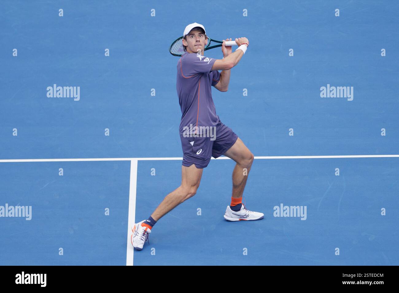 Doha, Qatar. 18th Feb, 2025. Alex De Minaur of Australia during the