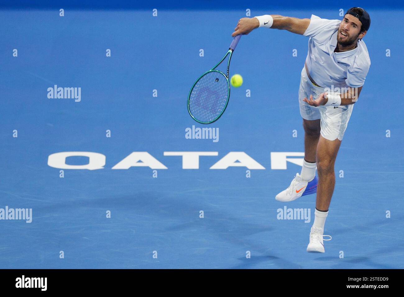 Doha, Qatar. 18th Feb, 2025. KarenKhachanov of Russia during the 2025