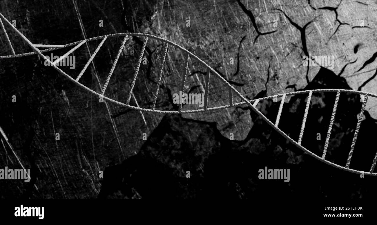 DNA strand image over dark, textured background Stock Photo