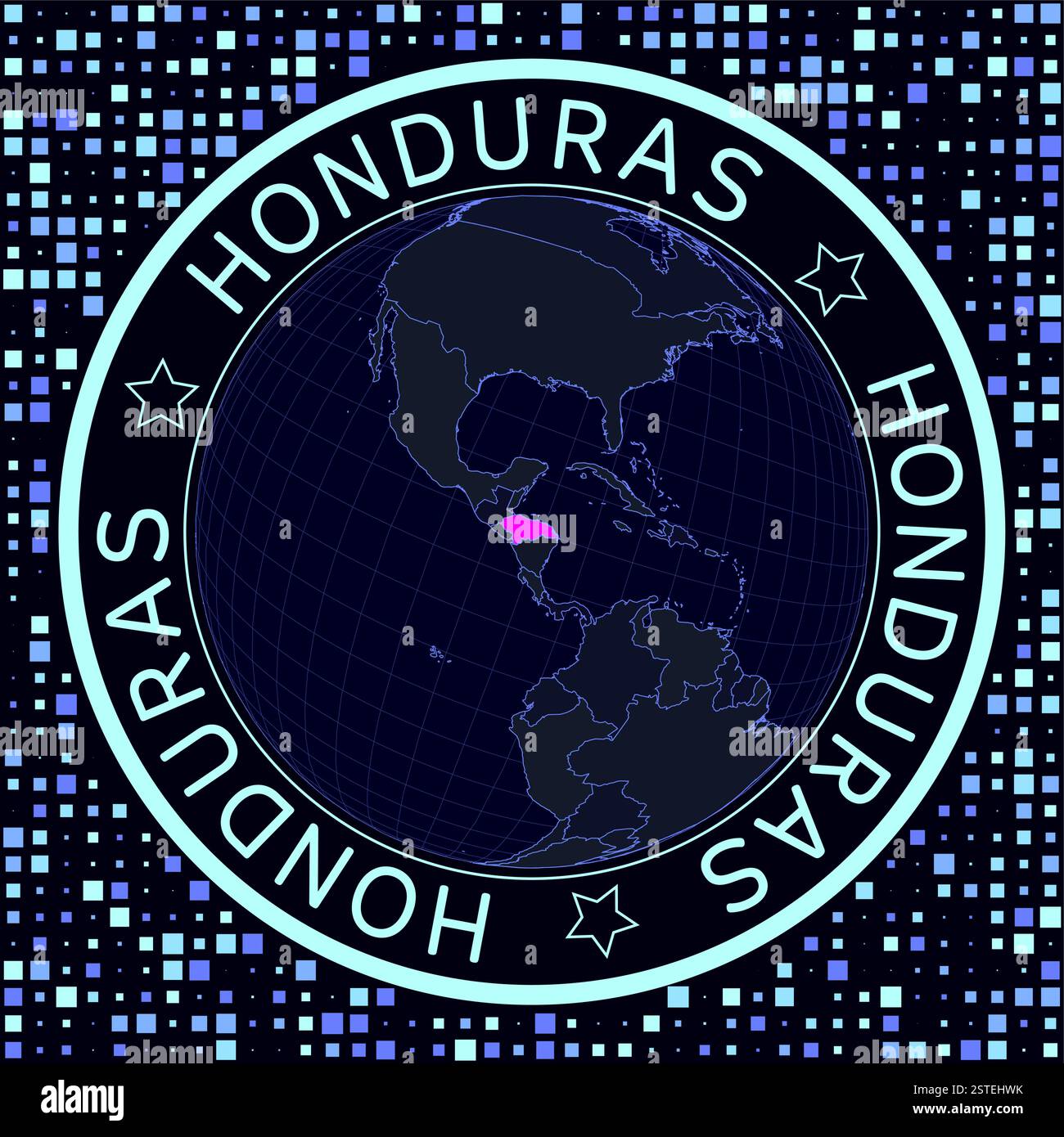 Honduras on globe vector. Futuristic satellite view of the world centered to Honduras. Stock Vector
