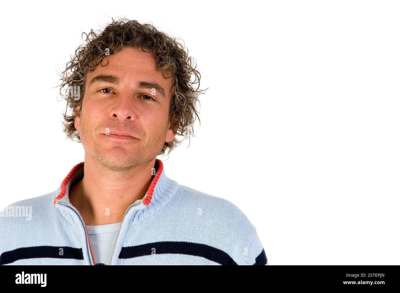 Young man curly hair blue eyes hi-res stock photography and images - Alamy