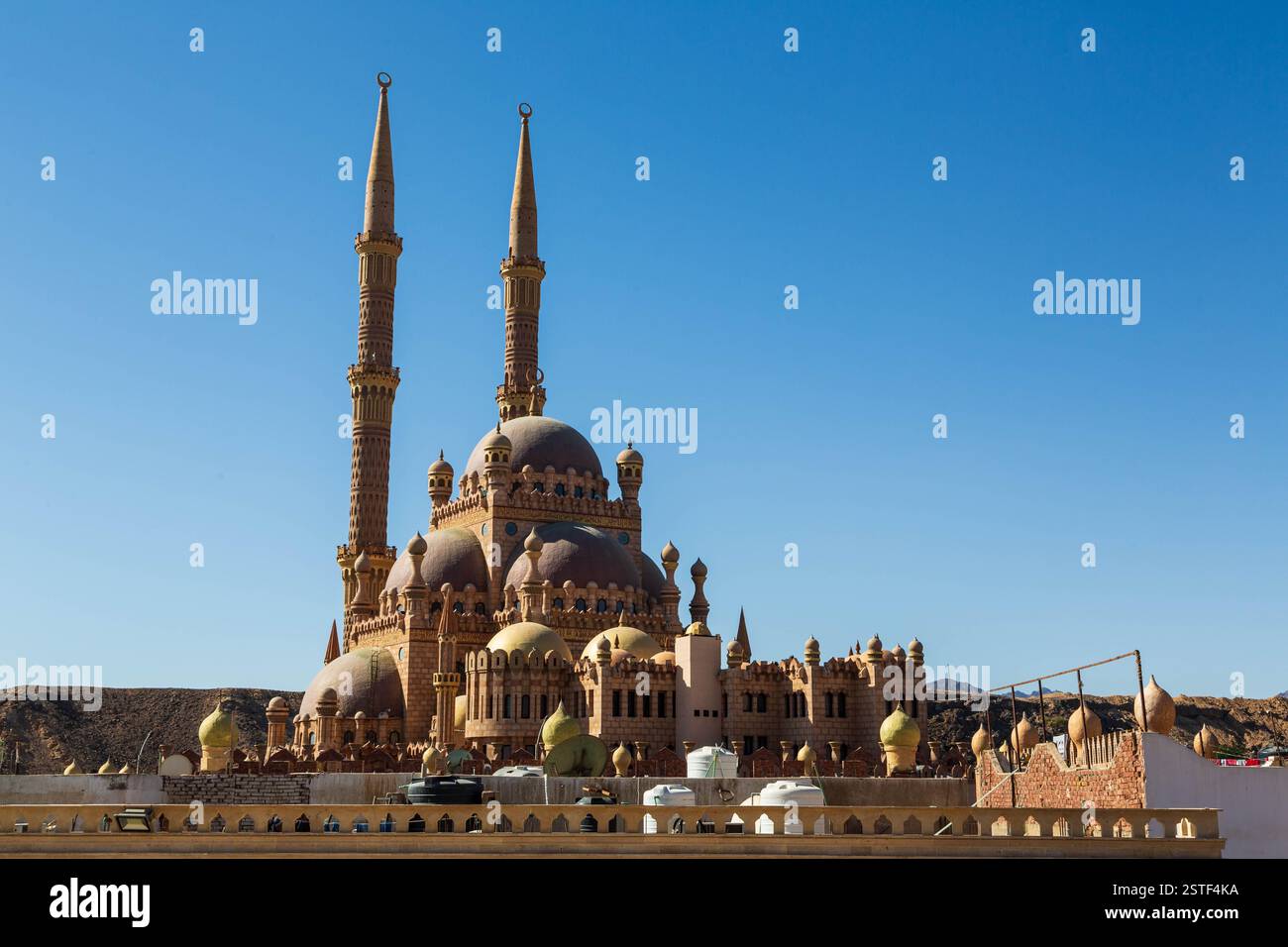 Aerial view of Al Mustafa Mosque in the Old Town, Sharm El Sheikh Stock Photo