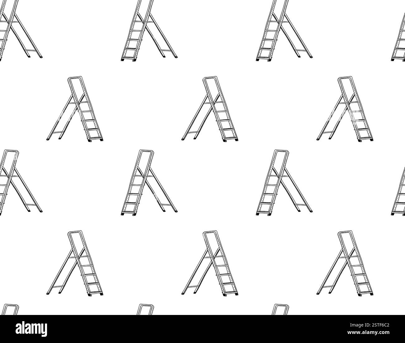 step Ladder seamless pattern. Graphic line vector Simple step ladder ...