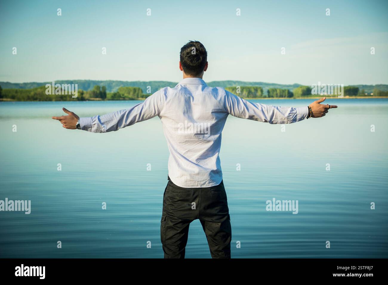 Carefree man enjoying nature hi-res stock photography and images - Alamy