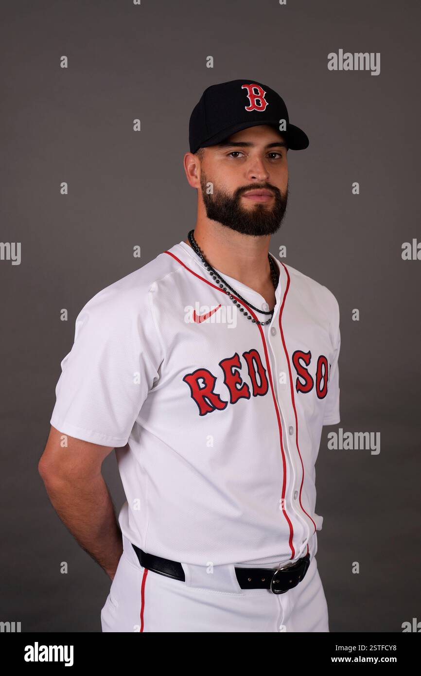 Patrick Infla Boston Red Sox pitcher Patrick Sandoval poses during photo day at the ...