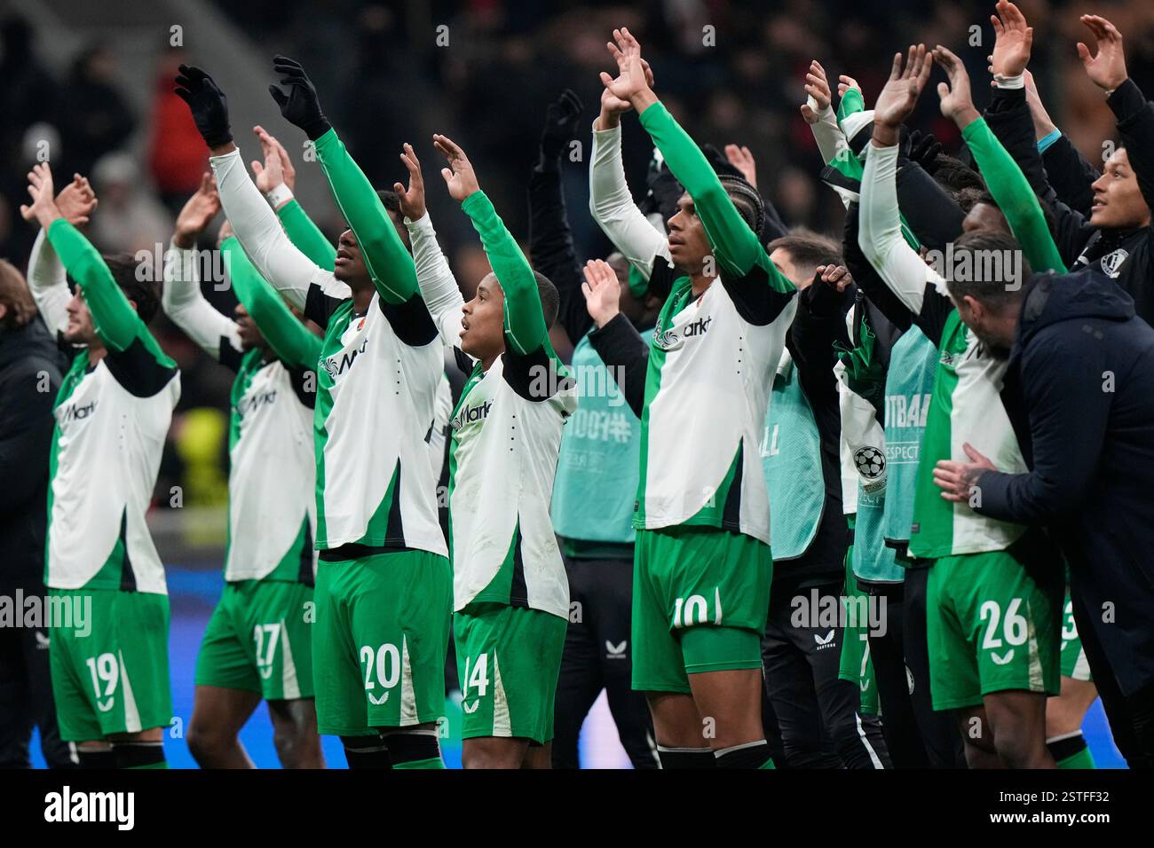 Feyenoord players celebrate after the Champions League, playoff second ...