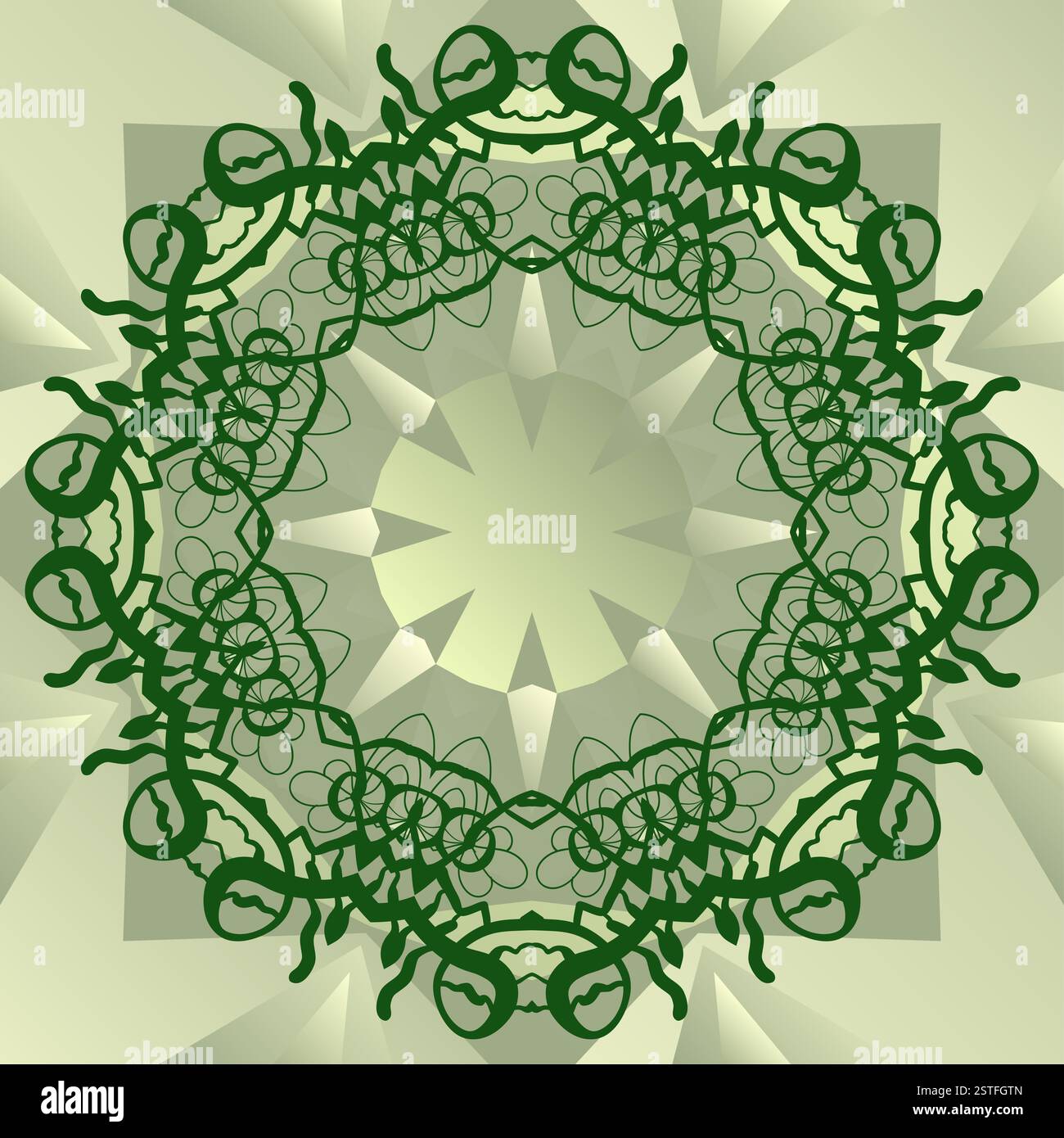 Green stylized mandala blank center for ext banner vector Stock Photo