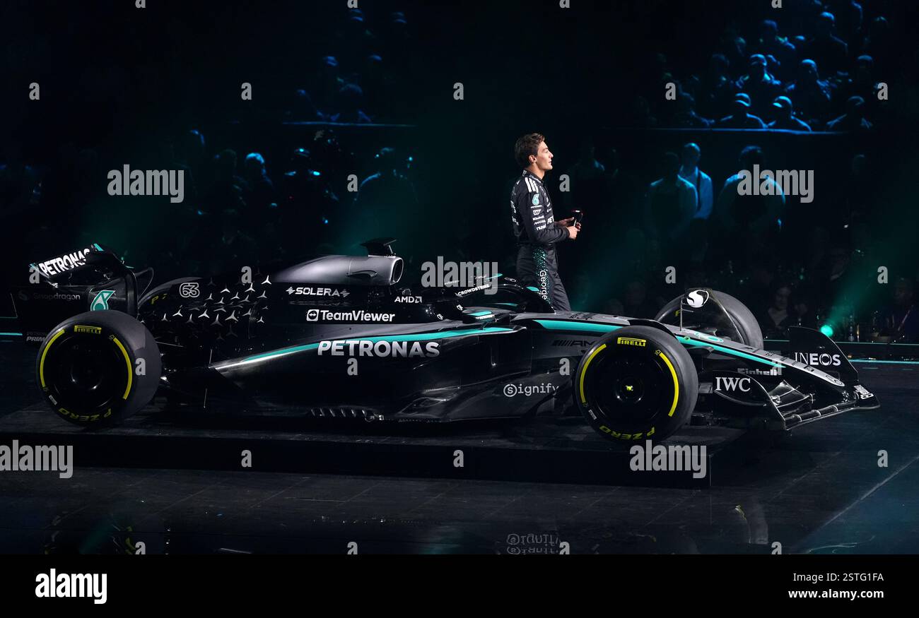 Russell Driver Mercedes driver George Russell during the F1 75 Live launch event at ...