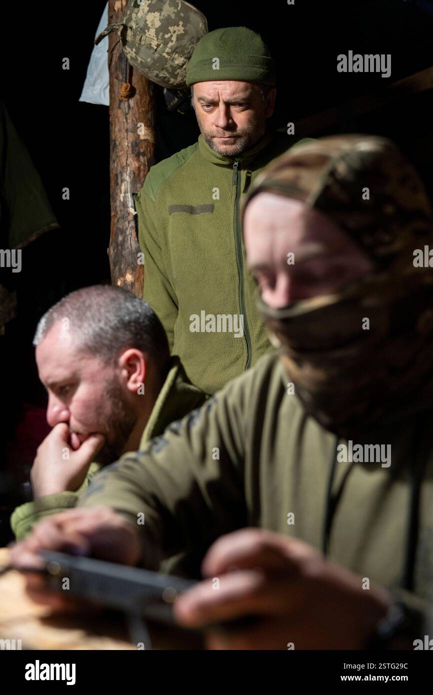 Inside an underground bunker, Ukrainian drone operators fly a drone to ...