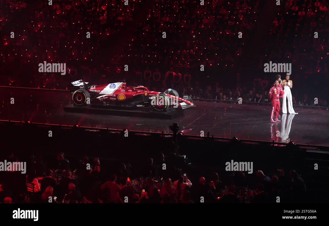 Ferrari driver Lewis Hamilton during the F1 75 Live launch event at The ...