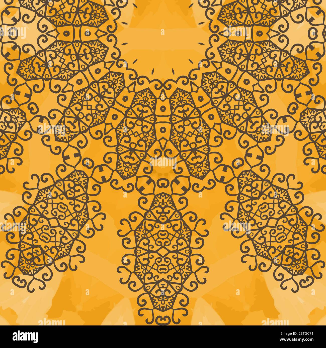 Indian Yoga Ornament, kaleidoscopic floral yantra. Seamless ornament lace.Oriental vector pattern. Islamic,Arabic, Indian, Turki Stock Photo