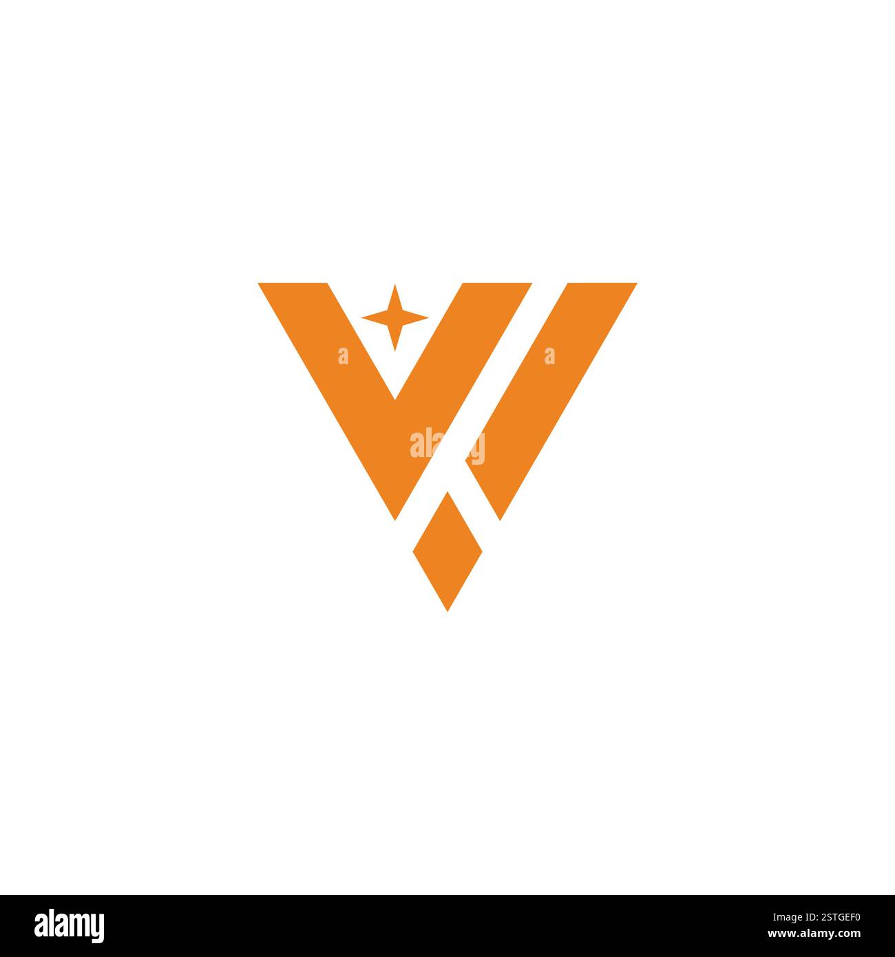 letters vw star golden simple geometric logo vector Stock Vector