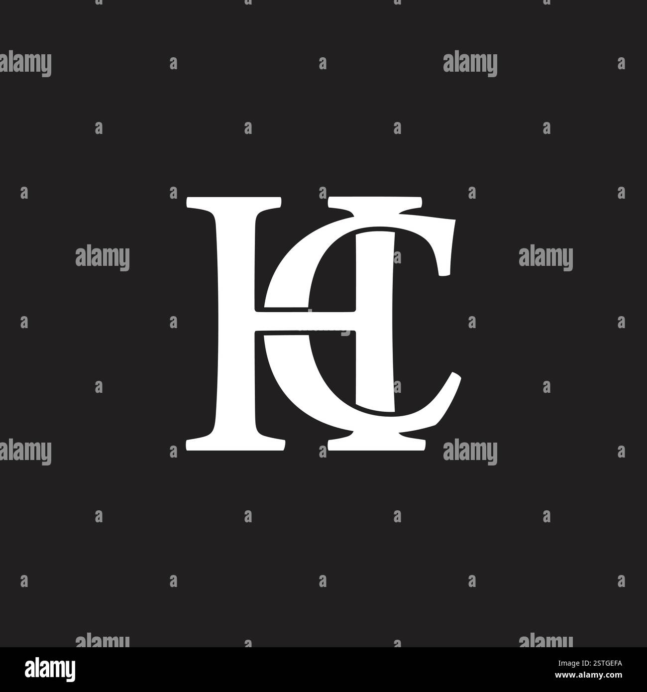 letters hc linked overlap 3d flat simple logo vector Stock Vector