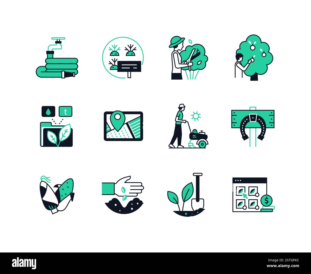 Gardening and farming - line design style icons set Stock Vector Image ...