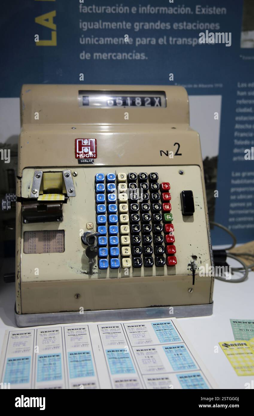 The Hugin wallet is the result of the transformation of a cash register from the Swedish company Hugin Kassaregister, commissioned by RENFE in the mid Stock Photo