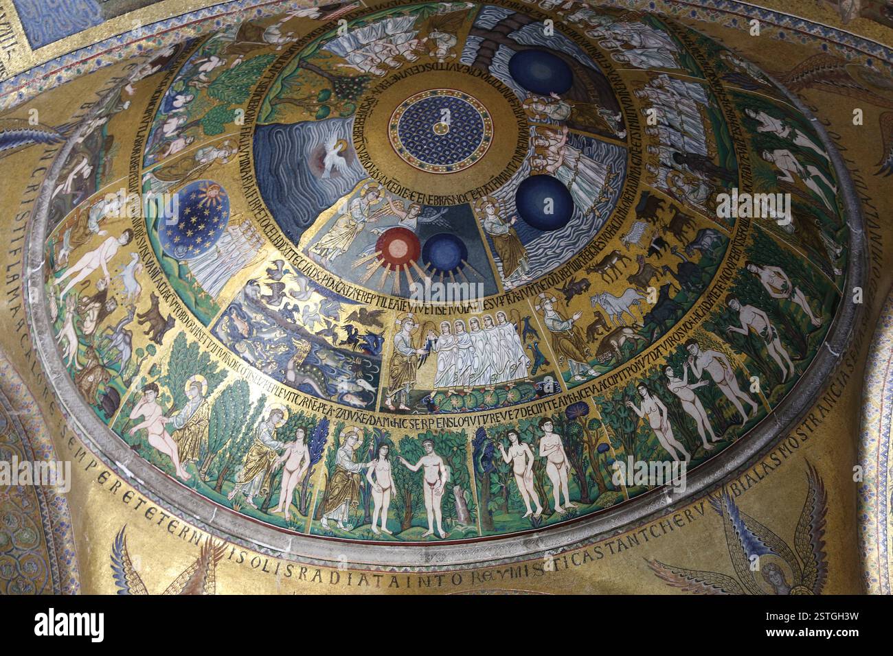 Italy. Venice. St. Mark's Basilica. The Dome of the Creation in the narthex (13th century). Stock Photo