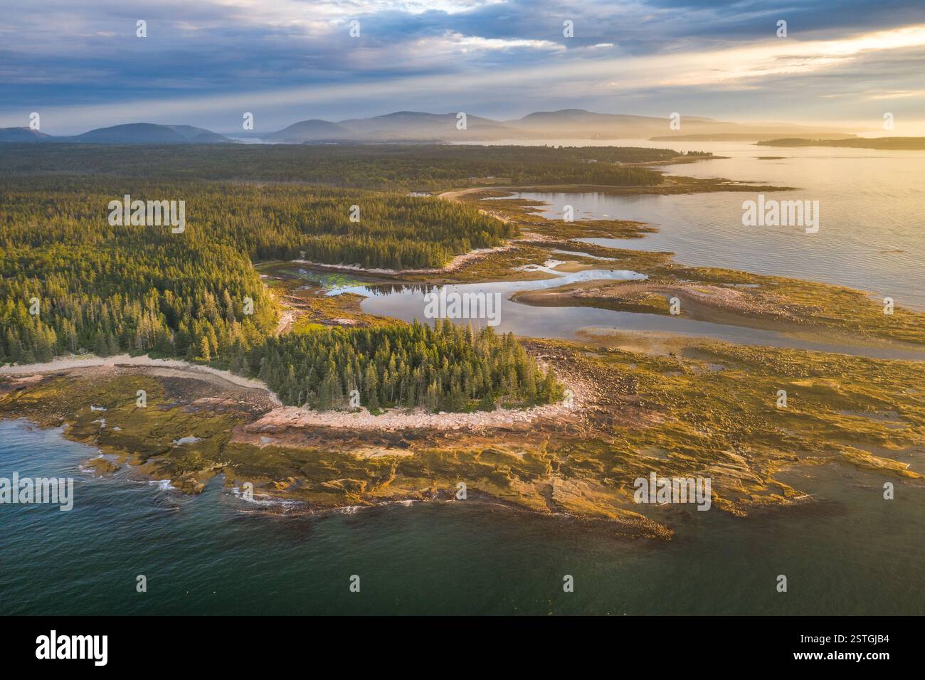 Aerial View Of Sunrise At Acadia National Park, Maine Stock Photo - Alamy