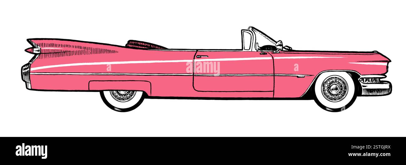 Rose Authentic 1959 Classic Retro Car isolated on white background ...