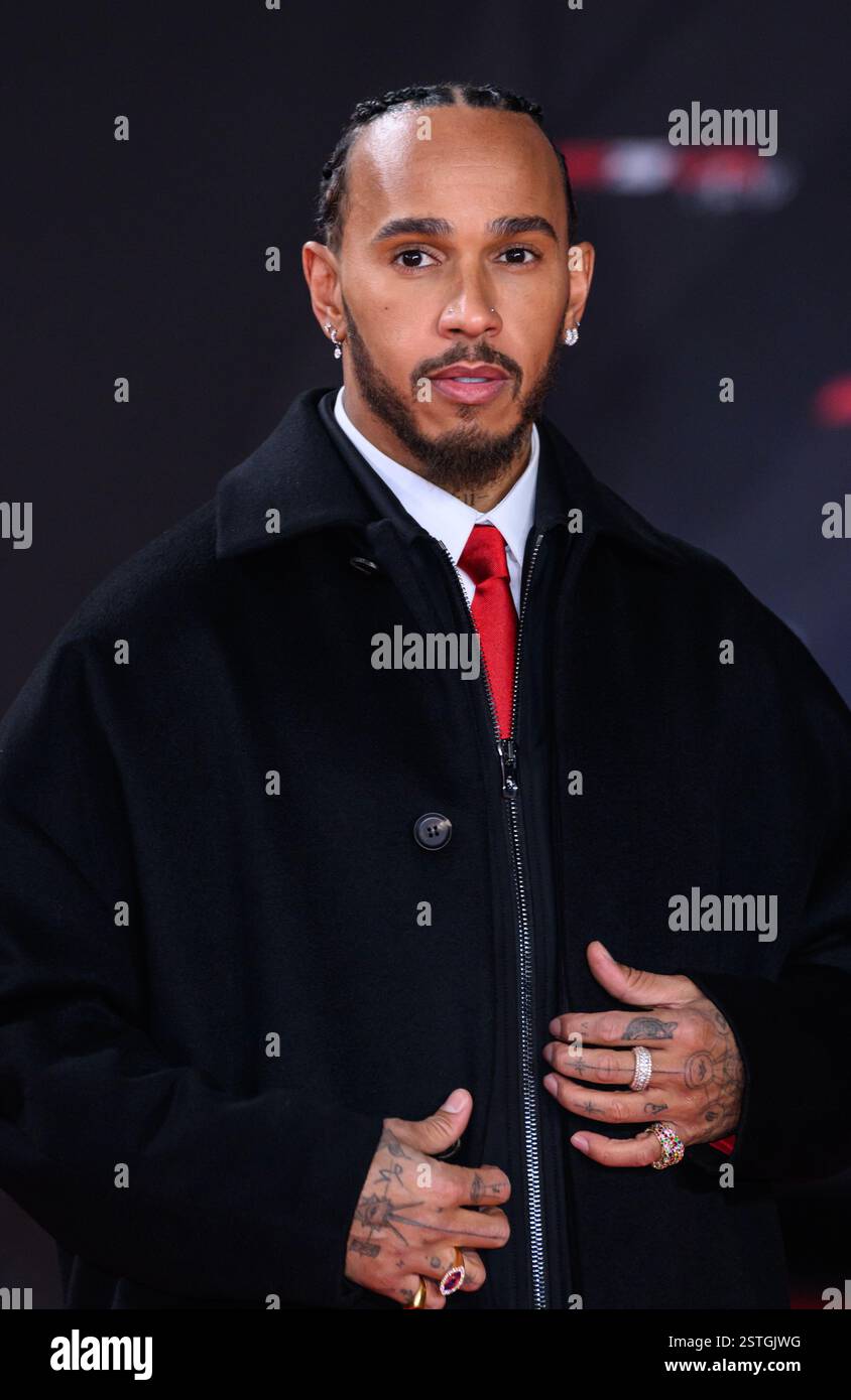 London, UK. February 18th, 2025. Lewis Hamilton arriving at the F1 75 ...