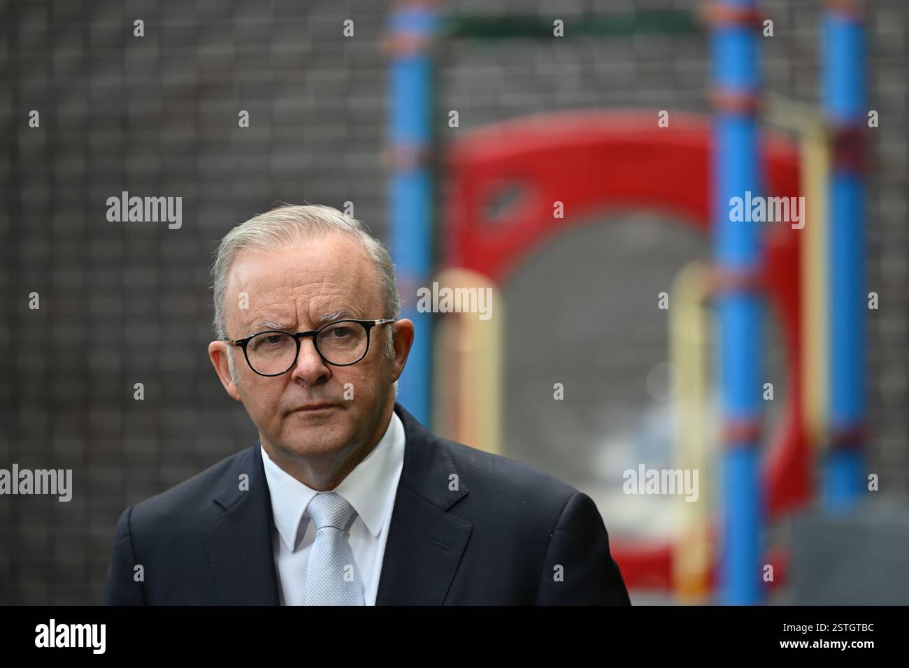 Australian Prime Minister Anthony Albanese speaks to the media during a ...