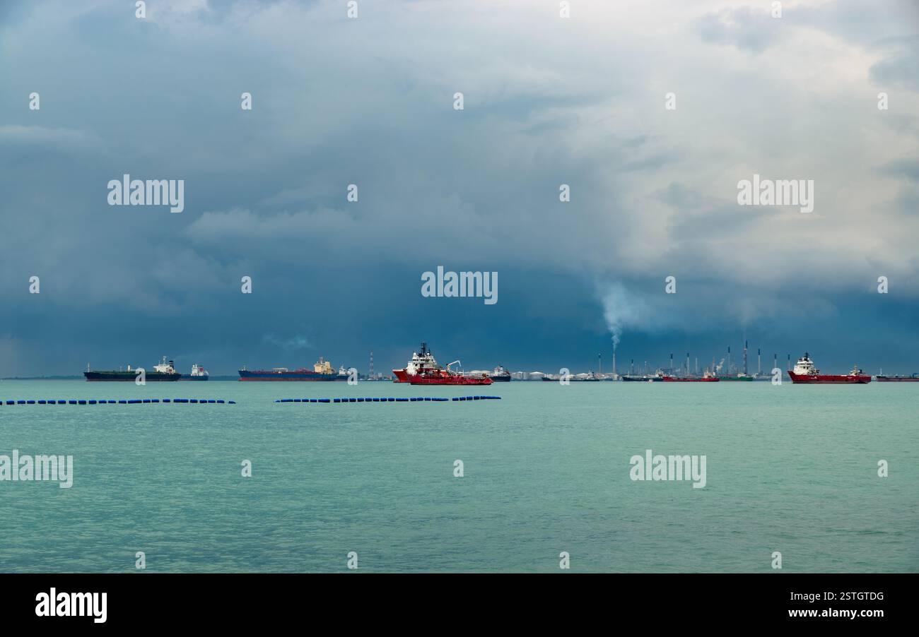 View of the Singapore Strait Stock Photo