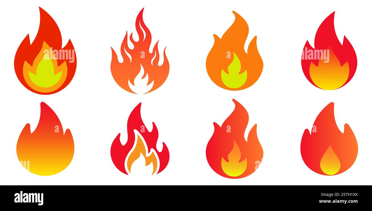 Fire flame icons set vector illustration Stock Vector Image & Art - Alamy