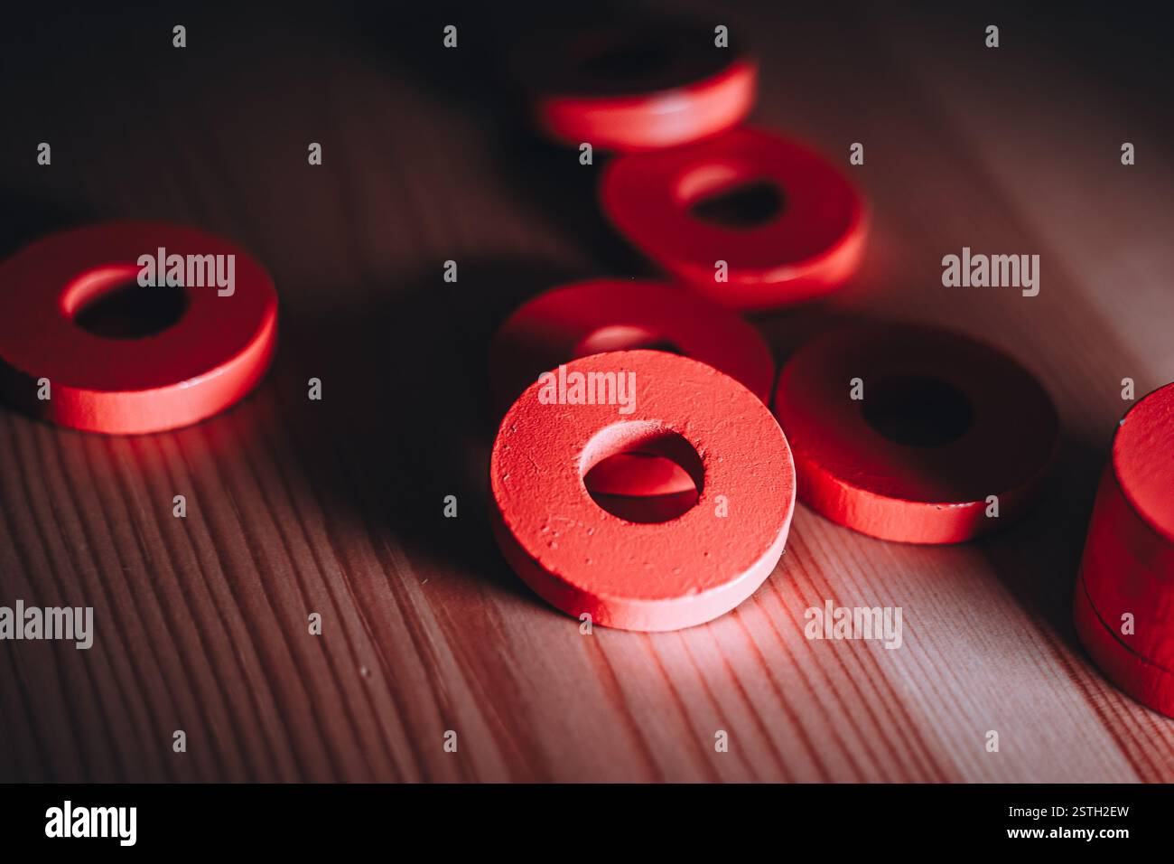 Abstract Circles on Wooden Background Stock Photo