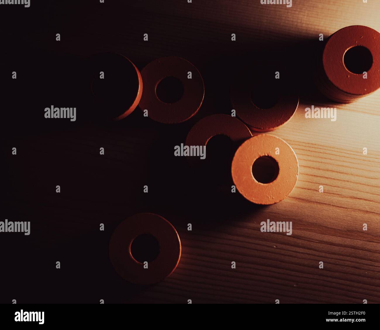 Abstract Circles on Wooden Background Stock Photo