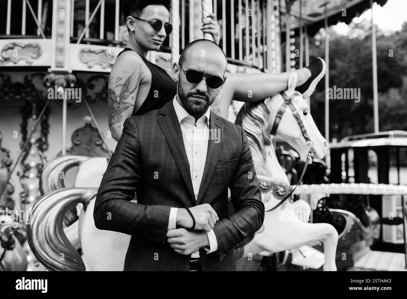 caucasian man woman Black and White Stock Photos Images Alamy