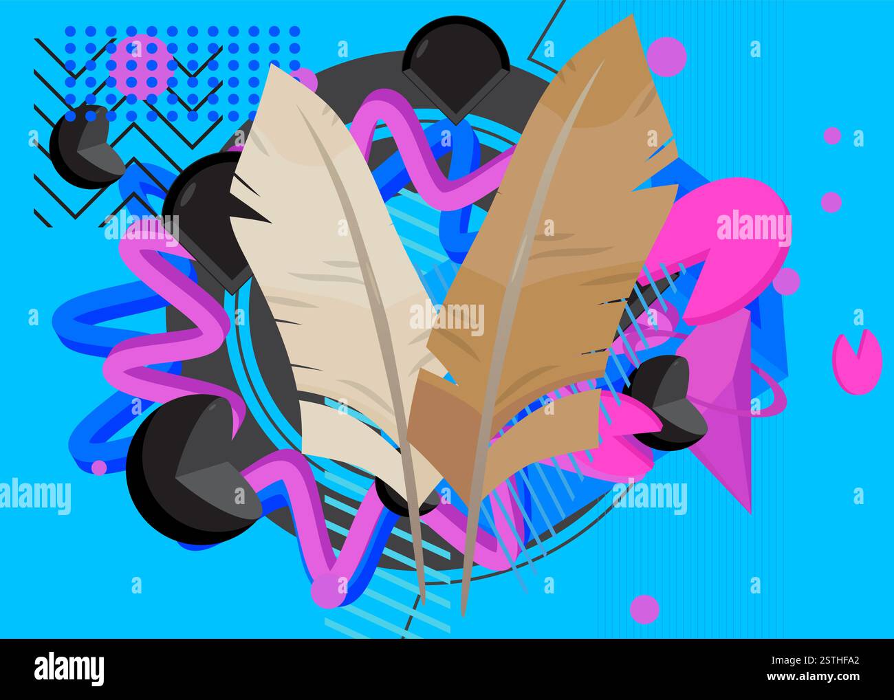 Feather geometrical graphic retro theme background. Minimal geometric ...