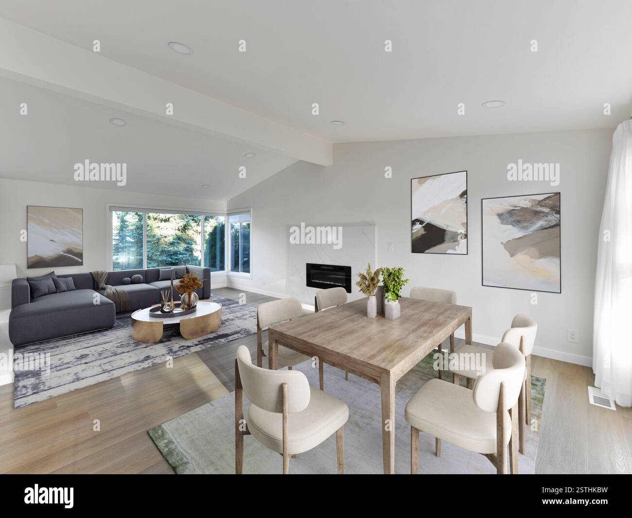 Modern residential virtually staged living room interior Stock Photo ...