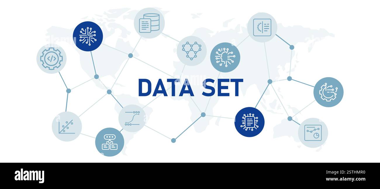 Data set big database catalog library concept icon smart learning system repository for training modern technology database engine design Stock Vector