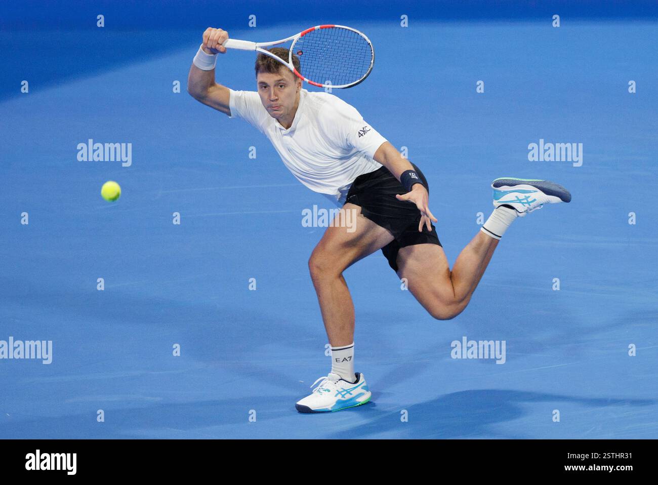 Hamad Medjedovic of Serbia during the 2025 Qatar ExxonMobil Open, ATP