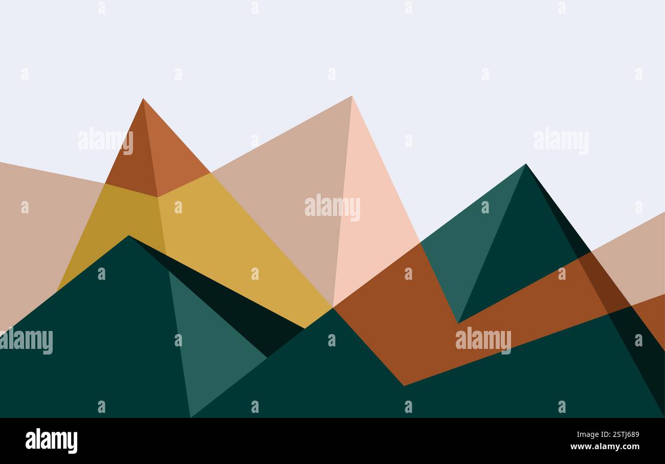 Geometric Mountain Full color Abstract Background Stock Vector