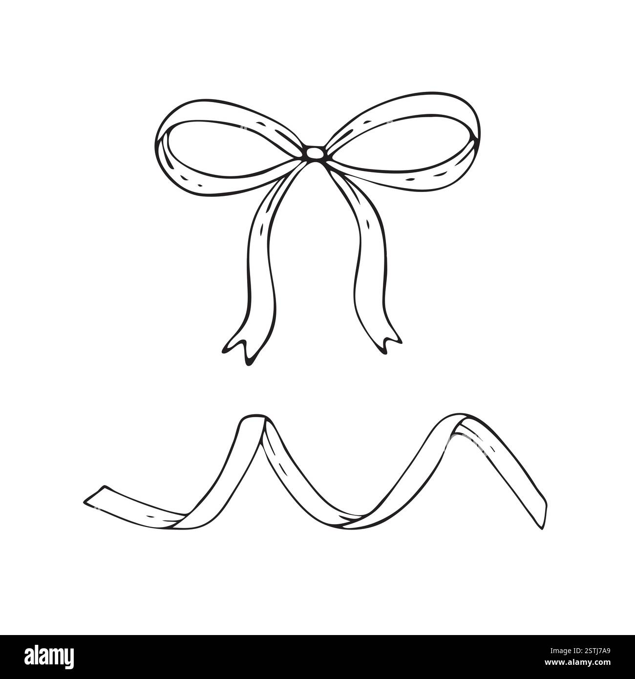 Minimalist hand drawn ribbon and bow vector illustration Stock Vector ...