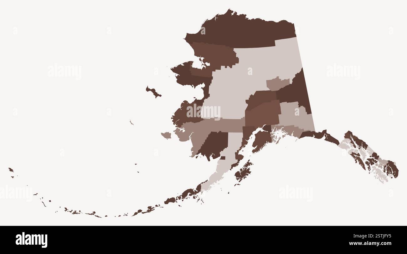 Map Of Alaska With Counties Just A Simple State Border Map With County Map Of Alaska With Counties Just A Simple State Border Map With County Division Brown Color Palette 2STJFY5