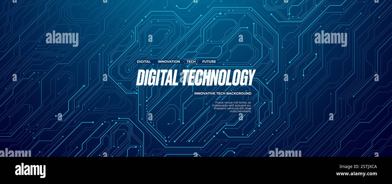 Circuit board wires in light blue on futuristic technology background ...