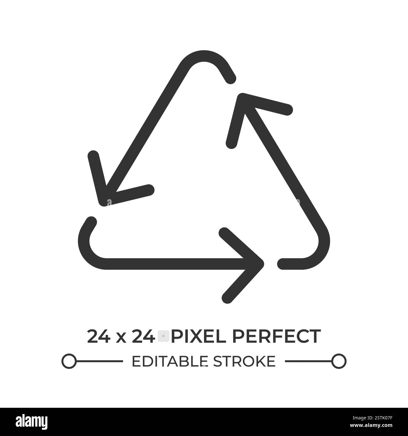 Triangular recycling sign line ui icon Stock Vector