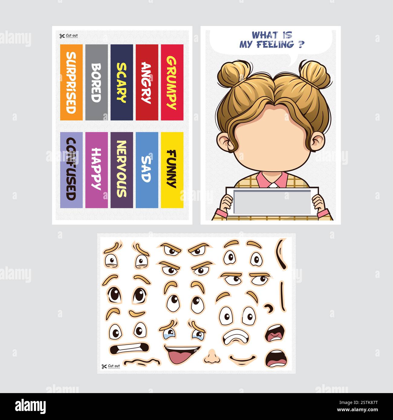 Emotional expression cut and paste activity for children’s educational ...