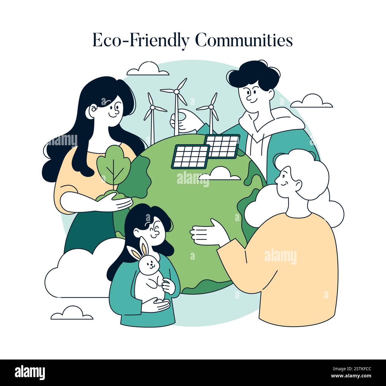 Eco-Friendly Communities concept. This illustration emphasizes the ...