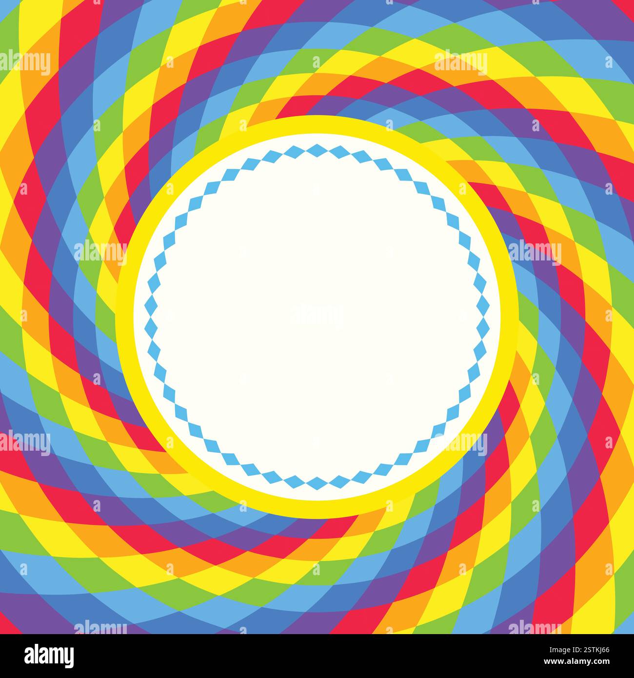 Spiral rainbow swirl background, optical illusion of movement, vector illustration opt art style, colorful abstract geometric, multicolored psychedeli Stock Vector