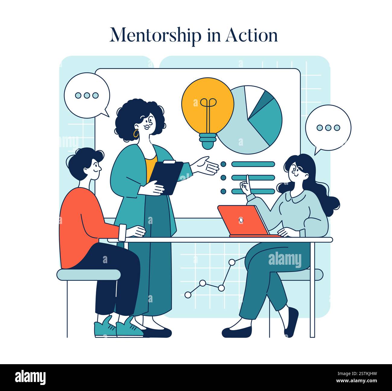 Mentorship in Action concept. This illustration highlights the dynamic ...